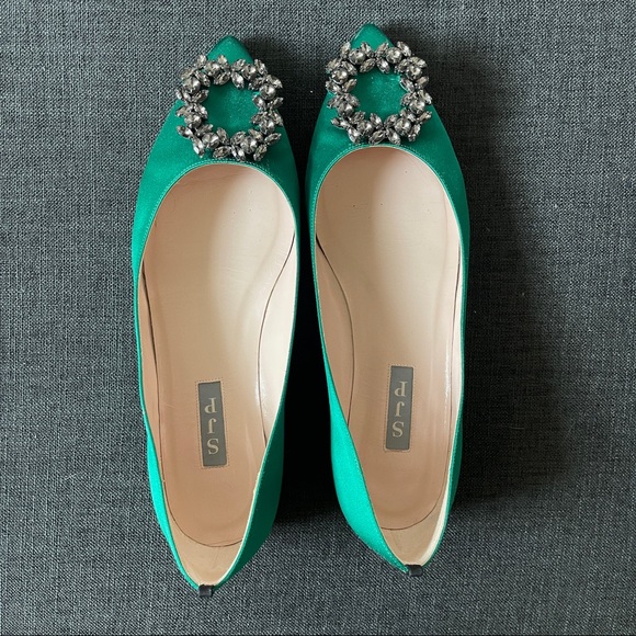 SJP Divine flats in Green Satin - Picture 4 of 16